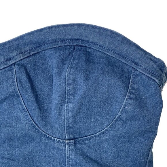 NEW LOOK‎ Women's Strapless Stretch Denim Jumpsuit Large Skinny Ankle Zipper NWT - Picture 4 of 16